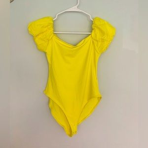 Yellow Puffed Sleeve Bodysuit